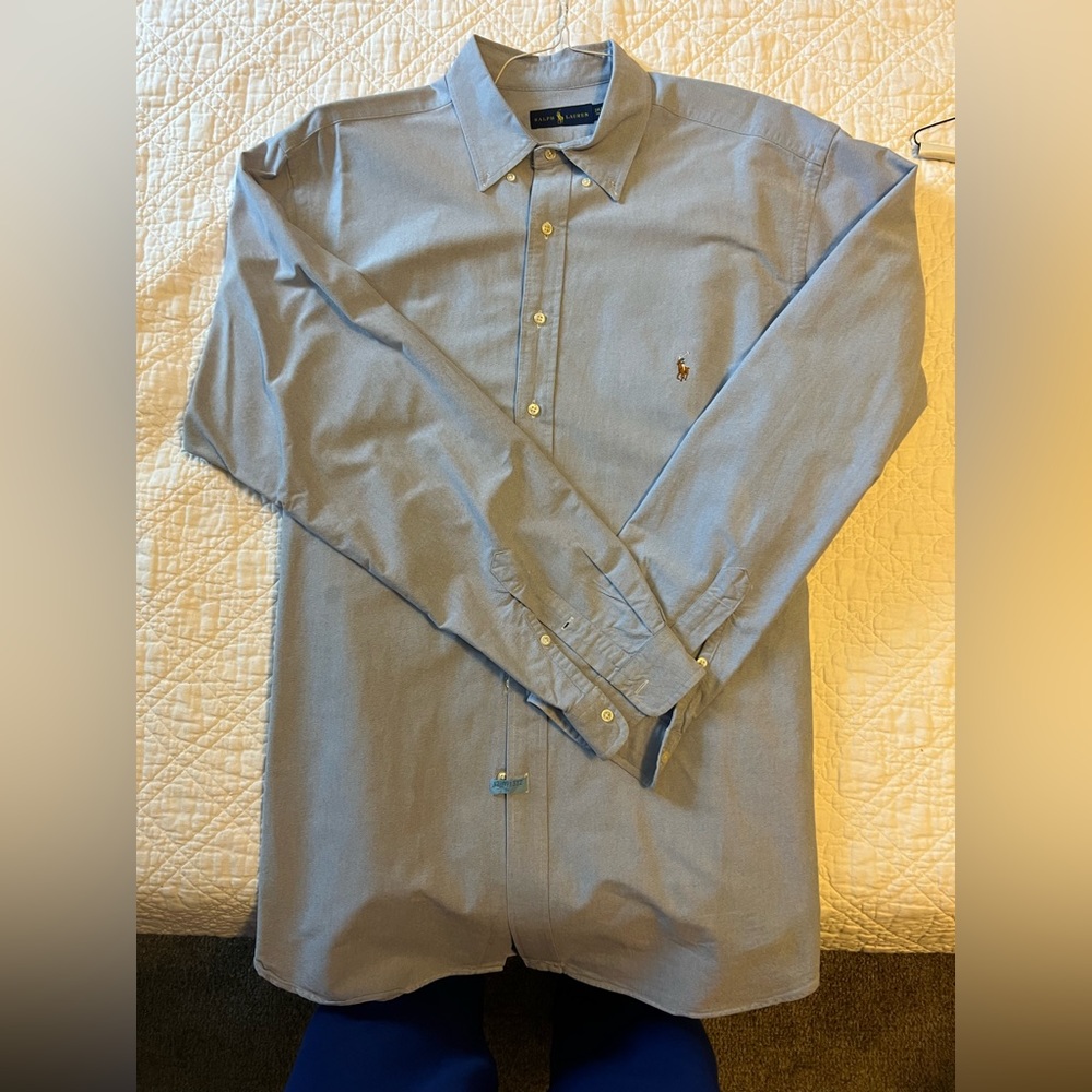 PMS107 - Polo Ralph Lauren, Men's TALL, light blue, classic, button down, 2XT.